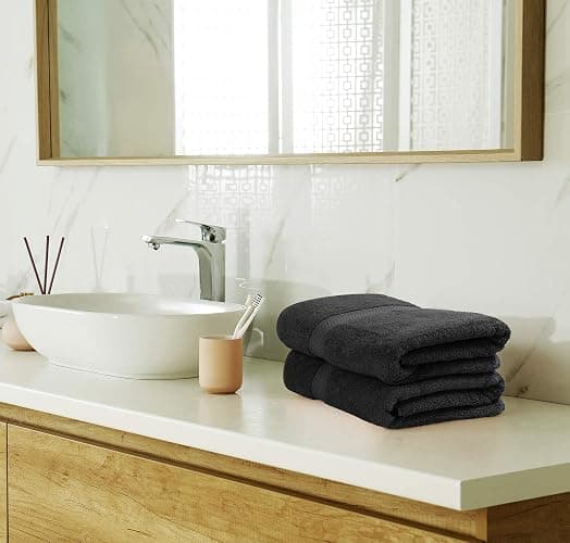 Utopia Towels 8 Piece Premium Towel Set, 2 Bath, 2 Hand, and 4 Wash Cloths, 600 GSM 100% Ring Spun Cotton, Highly Absorbent Towels for Bathroom, Gym, Hotel, and Spa, Black thumbnail 6
