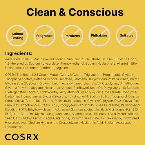 COSRX Snail 96% Mucin Power Essence 2ea & Retinol 0.1% Cream Mini Sample 1ea, Glass Skin Starter Set, Amazon Exclusive, Daily Hydrating & Firming Korean Skin Care Kit, Gift Set thumbnail 8