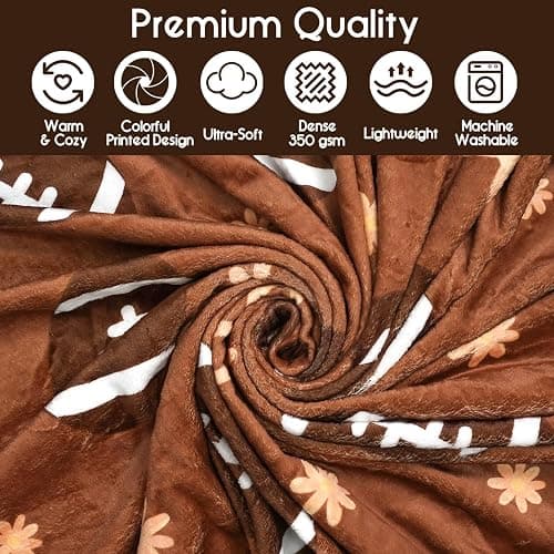 Fall Thanksgiving Farmhouse Blankets, Cute Footballs, Bows & Snowflakes Gifts, 60"x50" Flannel Fleece Blankets for Game Day, Autumn, Winter, Christmas, Living Room, Couch, Bed, Chair or Dorm Decor thumbnail 5