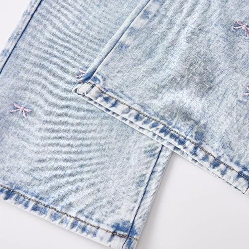 Baggy Jeans for Girls Cute Bow Jeans Y2K Wide Leg Elastic Waist Ripped Denim Pants Teens Back to School Trousers thumbnail 4