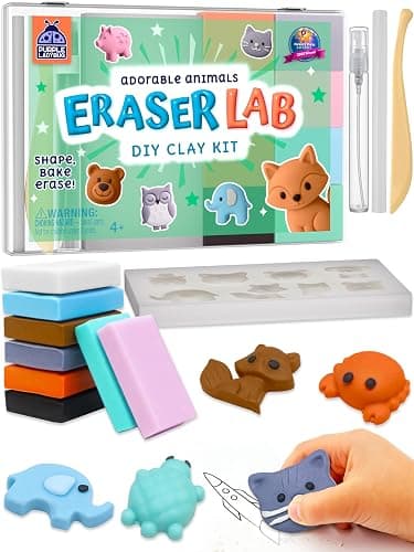 DIY Clay Cute Mini Eraser Kit for Kids - Birthday Christmas Gifts for 4 5 6 7 8 9 10 11 12 Girls & Boys - Students Desk Pet Animals Make Your Own Erasers Kit, Arts and Crafts for Kids Ages 8-12 4-8 - Image 1