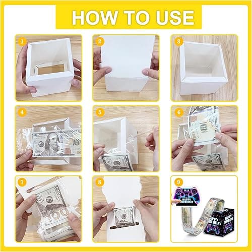 Neon Video Game Birthday Money Box for Cash Pull, Happy Birthday Boxes Gifts for Money Pull Out Card, 50Pcs Transparent Bags thumbnail 7