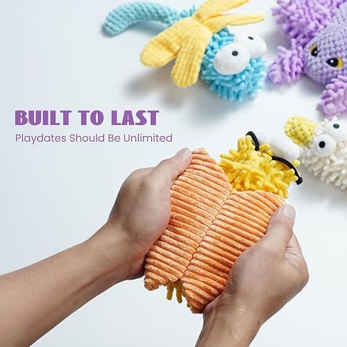Nocciola 5 Packs Squeaky Dog Toy Plushies, Cute Soft Squeak Crinkle Plush Stuffed Durable Pet Animal Chew Puppy Toys for Small Meidum Large Breed thumbnail 5