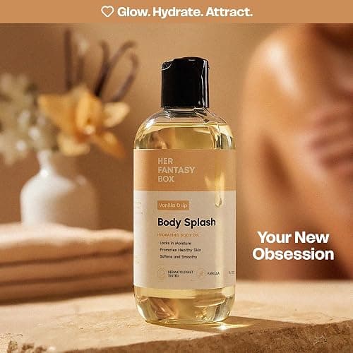 Her Fantasy Box | Body Splash Vanilla Drip Fragrance Oil – Warm Vanilla Sugar Scent with Creamy Cashmere & Sandalwood, Lightweight Hydrating Body Oil, Vegan & Cruelty Free thumbnail 4