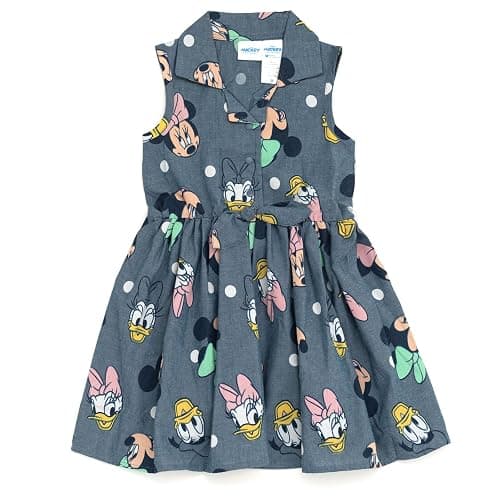 Disney Floral Chambray Skater Dress Newborn to Big Kid Sizes (0-3 Months - 14-16) - Image 1