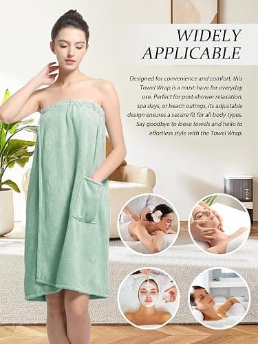 Women'S Soft Wrap Towel Full Length，Bath Robe After Shower Female Plush Long，Spa Bathrobes Lightweight With Pockets thumbnail 4