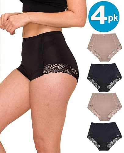 Barbra Lingerie Womens Briefs Underwear Tummy Control Panties S-Plus Size 4 Pack Girdle Panty thumbnail 3