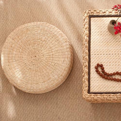 balurukt Japanese Style Tatami Floor Pillow,Sitting Cushion Bigger Size,Round Padded Room Floor Straw Mat for Outdoor Seat Hand Woven Tatami Cushion Best for Zen, Yoga Practice 45cm thumbnail 3