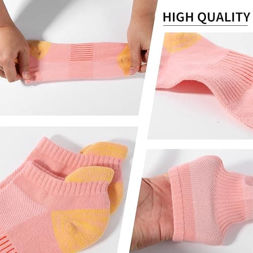 BUDERMMY Trainer Socks Womens 6 Pairs Cushioned Sports Socks for Women Cotton Breathable Cushion Running Socks Ladies Casual Nonslip Ankle Athletic Socks thumbnail 4