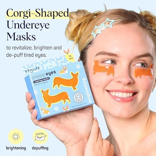 SpaLife Puppy Eyes Corgi Under Eye Patches for Dark Circles | Puppy Under Eye Patches for Puffy Eyes | Radiance Undereye Masks for Bags and Shadows | Pack of 10 Pairs (10 Undereye Treatments) thumbnail 2
