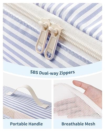 Narwey 7 Set Striped Packing Cubes for Travel Carry on Suitcase, Durable Packing Organizers Bag for Kids Women Men, Duffle Bags Backpack Travel Essentials Accessories (Greyish Blue Stripe) thumbnail 5