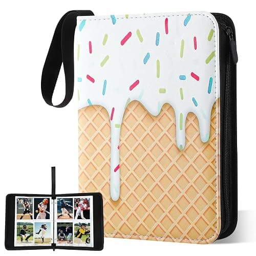 Jaloro Ice Cream Drip Baseball Card Binder Trading Card Binder Portable Collector Cardholder Baseball Album Case for Boys Sports Game Supplies(Ice Cream,White,440 Pocket) - Image 1