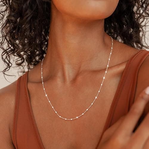 Carffordo 925 Sterling Silver Necklace Silver Chain Necklace for Women Cuban Link Chain 16K Gold Plated Chain Simple Dainty Necklace for Women Waterproof Trendy Jewelry Gift thumbnail 4