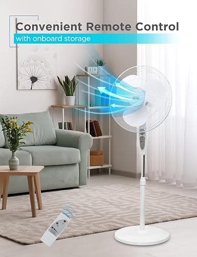 BLACK+DECKER 18-Inch Stand Fan with Pedestal Base, Height Adjustable Pedestal Fan with Remote and Touch Control Panel, Free Standing Fan with 90-Degree Oscillating and 3-Speed Settings, Black thumbnail 3