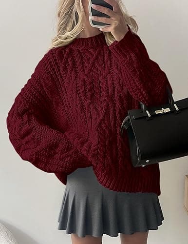 PRETTYGARDEN Women's Oversized Fall Sweaters 2025 Casual Long Sleeve Crewneck Chunky Cable Knit Pullover Tops Winter Clothes thumbnail 6