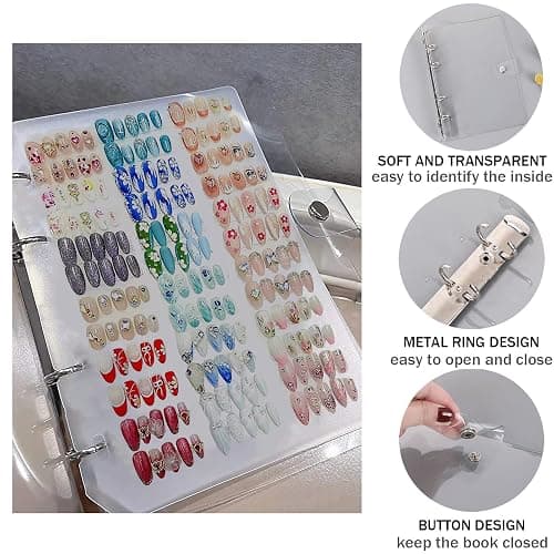 GUXACU Large Press On Nail Organizer 10 PCS Clear Empty Press On Nail Storage Press On Nail Packaging for Fake Nail Storage Nail Display Nail Salon Press On Nail Supplies Organizer with Nail Tape thumbnail 3