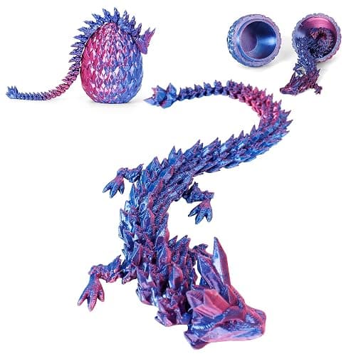 ONEVIVE Easter Basket Stuffers 3D Printed Dragon Egg Toy (4 Pack) - Surprise Mystery Inside, Articulated Crystal Dragon, Fidget Sensory Toy for Kids Birthday Surprise Easter Egg Hunt Party Favors thumbnail 6