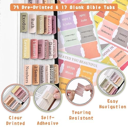 NIGHTNOOK Bible Journaling Kit, Include 6 Bible Highlighters and 6 Pens No Bleed, 90 Laminated Bible Tabs, Magnetic Bookmarks, Sticky Notes, Study Supplies Essentials Set for Women & Men thumbnail 5