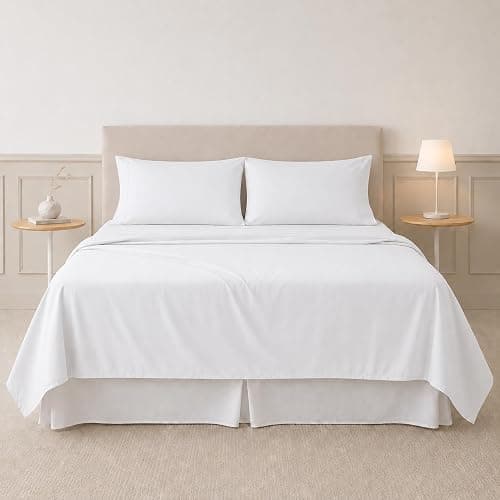 Modern Threads Soft Microfiber Solid Sheets - Luxurious Microfiber Bed Sheets - Includes Flat Sheet, Fitted Sheet with Deep Pockets, & Pillowcases White Full thumbnail 2