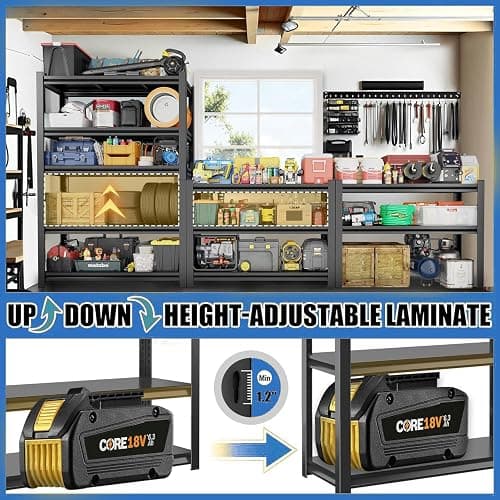 Garage Shelving Metal Storage Shelves 5-Tier Adjustable Metal Shelving Units 3500LBS Garage Storage Shelves Heavy Duty for Industrial, Warehouse, Basement thumbnail 7
