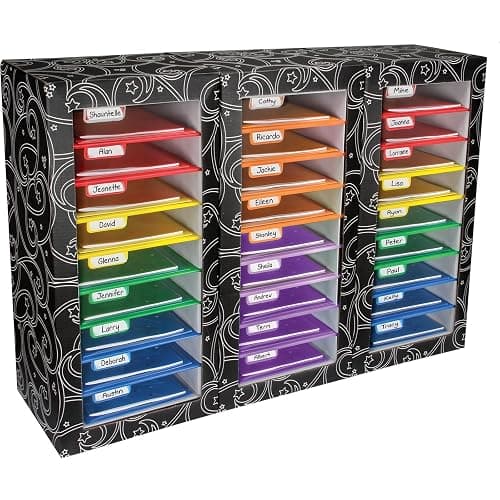 Really Good Stuff Classroom Mail Center - 27 Slots, 6 Different Colored Shelves for Easy Organization - Image 1