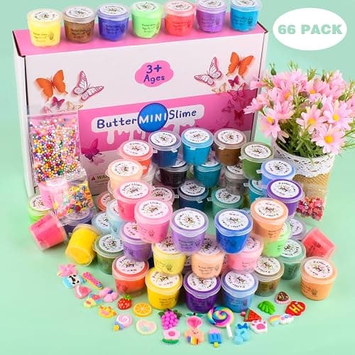 66 Pack Mini Butter Slime Kit, Super Soft and Non-Sticky, Scented DIY Slime with Cute Charms, Bulk Slime for Kids, Party Favors,Christmas Stocking Stuffers for Girls Boys 8-12, Classroom Rewards thumbnail 6
