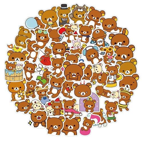 Kawaii Cartoon Bear Stickers 50PCS Laptop Stickers for Kids and Teens Vinyl Waterproof Sticker Pack for Skateboard Bike Water Bottles Hydro Flask Phone Suitcase, Rilakkuma - Image 1