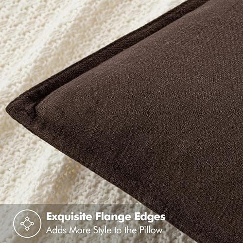 MIULEE Decorative Linen Pillow Covers 18x18 Inch Dark Brown Boho Farmhouse Neutral Winter Couch Throw Pillows for Bed Pack of 2 Accent Modern Pillowcase Sofa Livingroom Home Decor thumbnail 2