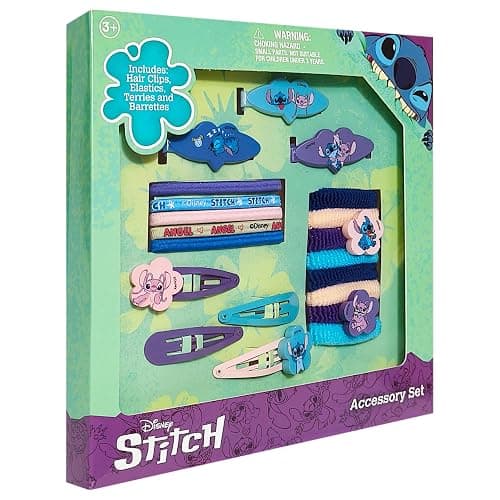 LUV HER Disney Lilo & Stitch Girls' Hair Accessories Set - 20 Pack Stitch - Includes 3 Barrettes, 4 Snap Clips, 5 Elastics, 8 Terry Ponies - Everyday Wear, Special Occasions, Ages 3+ thumbnail 2