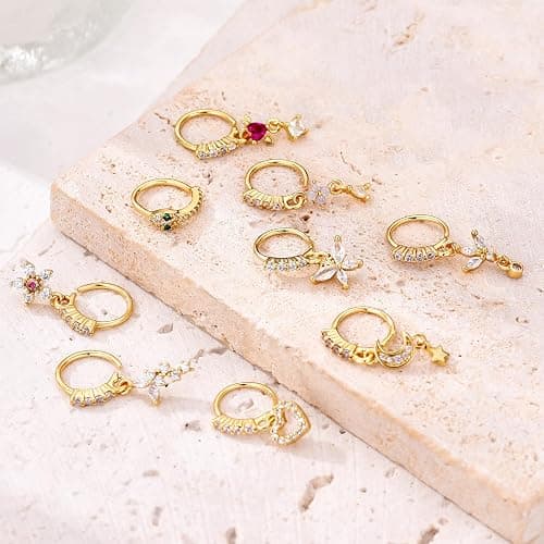 TAMHOO 18Pcs Nose Rings - L Shape, Butterfly & Heart Designs - Gold Nose Studs for Women thumbnail 7