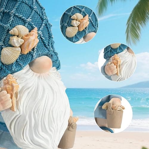 Etlemonde Beach Gnomes Statues,Ocean Gnomes,Nautical Themes Decoration,Beach, Gnome Carrying a Bucket thumbnail 4