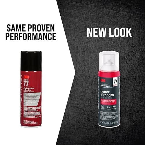 3M Super 77 Multi-Surface Spray Adhesive | Provides Secure Bond In 15 Seconds, Dries Clear, Ideal For Plastic, Glass, Paper, Fabric, Wood, Foam, Cardboard, Fiberglass thumbnail 2