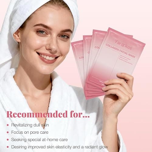 Yargkos 8 Pcs Collagen Facial Mask, Real Deep Hydrogel Face Sheet Mask Skincare, Moisturizing Hydrating Jelly Gel Mask, Elasticity Improvement, Pore Minimizing, Self Care Gifts for Women thumbnail 6