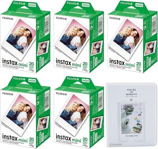 Instax Fujifilm Instax Mini Instant Camera Film: 100 Shoots Total, (10 Sheets x 10) Bundle with Slinger 64 Pocket Mini Instax Photo Album - Capture Memories Anytime, Anywhere - Image 1