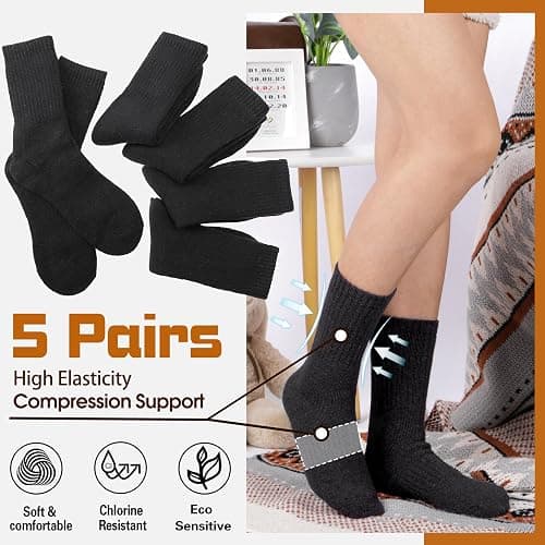 Sandsuced 5 Pack Merino Wool Boot Hiking Socks for Women Warm Winter Thick Thermal Cozy Work Soft Ladies Socks thumbnail 2