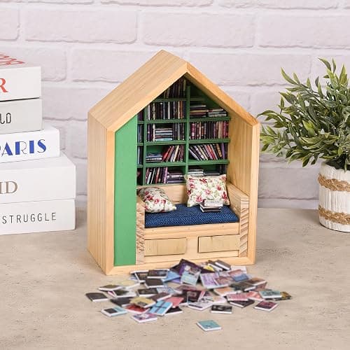 SIHPTO Anxiety Mini Bookshelf with 300pcs Mini Books,Small Nook Decor for Book Lovers, Miniature Book Library,Stress-Relieving Gifts for Family and Friends - Image 1