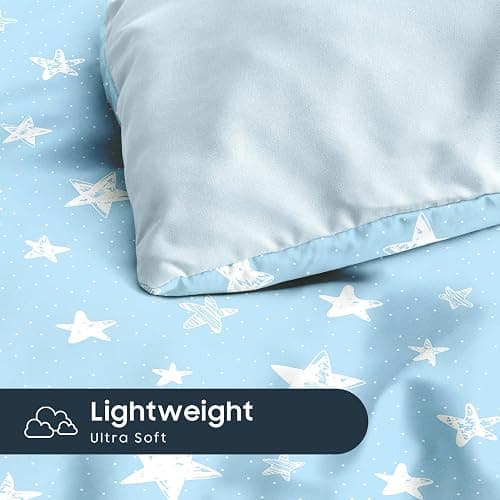 Wake In Cloud - Star Bedding Set for Boys Girls, Cute Stars Polka Dot, Soft Lightweight Comforter Set with Sheets, 5 Pieces Kids Bed in a Bag, Sky Blue, Twin Size thumbnail 6