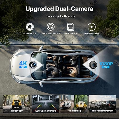 WonVon Wireless Car Play Screen, 10.26'' Monitor with Apple Carplay & Android Auto, 4K Dash Cam 64G, 1080P Backup Camera, Portable Smart Touch Tablet Stereo Multimedia Dashboard, Bluetooth/FM/GPS/AUX thumbnail 6