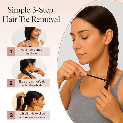 Kitsch Hair Tie Cutter – Easy To Use, Pain Free Rubber Band Cutter for Hair Kids, Baby & Toddler Girls | Ideal Gifts for Women – Black, 3pc Set thumbnail 7