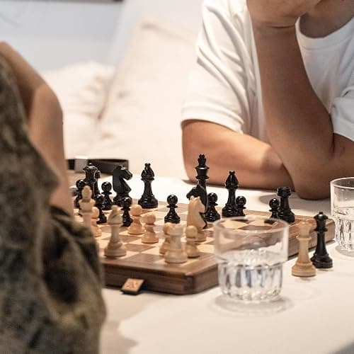 A&A Premium Chess Board Game Set, 15" Wooden Chess Board & 3" King Height Unique Chess Pieces with 2 Extra Queens, Portable Travel Chess Set for Adults Kids (Natural Walnut, 15 Inches) thumbnail 8