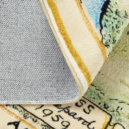Estmy Washable Vintage Woodland Rug, 3ft Cute Fun Nursery Rugs for Girls Boys Neutral, Soft Stain Resistant Hundred Acre Wood Map Carpet, Cartoon Retro Kids Play Roud Rug Circle Infant Playmat thumbnail 8