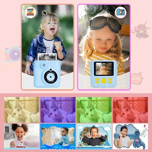 Phetium Kids Camera Instant Print, Christmas Birthday Gifts Toys for 5 6 7 8 9 10 Year Old Girls Boys,1080P Digital Video Cameras for Toddler, Creative Presents for Children, with Print Papers (Blue) thumbnail 3