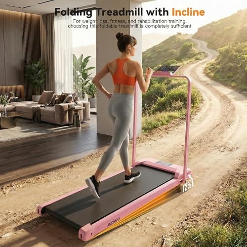 Small Walking Pad Treadmill with Incline - Under Desk Treadmills with Handle Bar, Compact Portable Foldable Treadmills for Home Small Spaces, Office, Remote Control & LED Display thumbnail 2