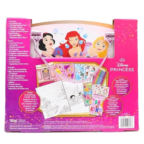 Disney Princess Activity Tote – Ultimate Princess Adventure Bag with Coloring Books, Stickers, Crayons & Games – Travel-Friendly Art Set for Girls Ages 3+ – Great Gift for Creative Play thumbnail 5