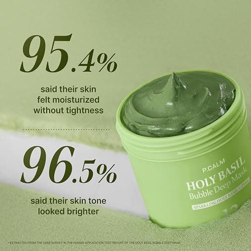 P.CALM Holy Basil Bubble Deep Mask + BRUSH – Holy Basil & Carbonated Water for Cleansing Pores & Blackheads, Korean Clay to Bubble Wash-Off Pack, Stocking Stufffers (90g / 3.17 oz) thumbnail 2