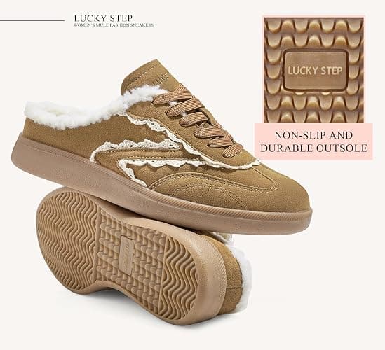 LUCKY STEP Women’s Mule Fashion Sneakers Slip On Backless Walking Shoes Winter Retro Comfy Casual Sneaker thumbnail 6