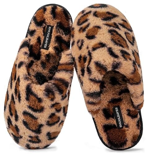 Snug Leaves Women's Fuzzy Scuff Slippers Soft Comfy Memory Foam Non-slip Indoor House Shoes - Image 1