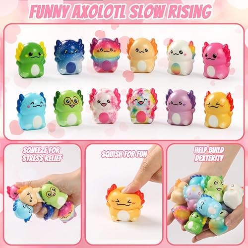 24 PCS Valentines Day Gift Cards with Axolotl Squishy Toys,Valentine's Axolotl Slow Rising Stress Relief Squishies Fidget Toys Bulk for Kids School Classroom Exchange Prizes,Valentine's Party Favor thumbnail 5