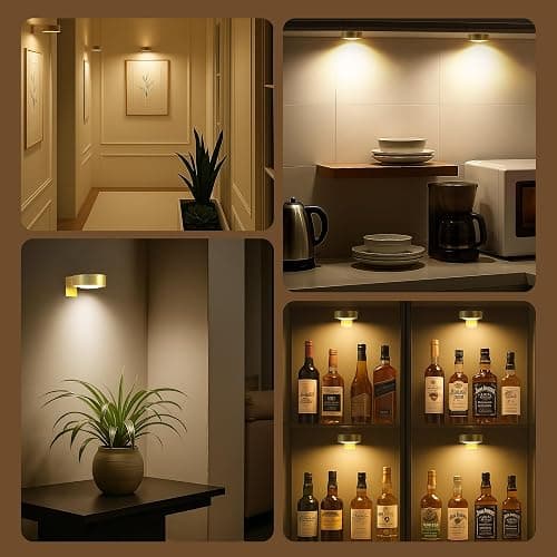 3Pcs Battery Operated Picture Light, Magnetic Led Painting Light with Remote Dimmable and Timer, 3 Lighting Modes Art Display Light for Picture Frame Paintings, Wireless Wall Decor Puck Lights, Gold thumbnail 9