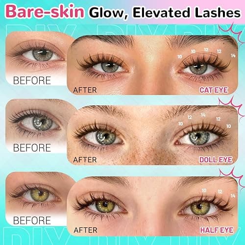 Brown Lash Clusters Kit Manga Eyelash Cluster Spiky Lashes Extensions | 10-14 C Curl 90pcs Wispy Lash Cluster Kit with Bond & Seal Natural Eyelash Cluster Anime Individual Lashes for Beginners thumbnail 4
